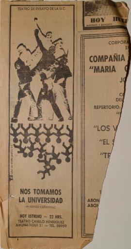 Anuncio publicitario Nos tomamos la universidad