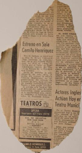 Estreno en Sala Camilo Henríquez