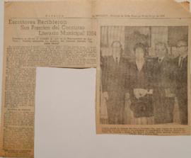 Escritores recibieron sus premios del Concurso Literario Municipal 1964