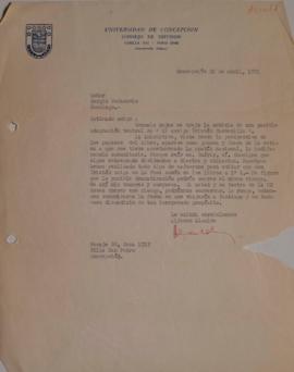 Carta de Alfonso Alcalde dirigida a Sergio Vodanovic
