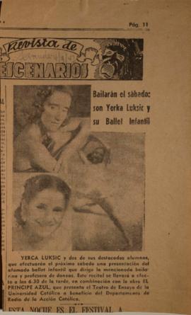 Bailarán el sábado: "Son Yerka Luksic y su Ballet Infantil"