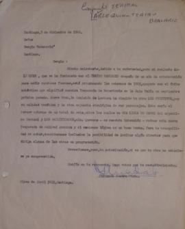 Carta de Fernando Cuadra Pinto dirigida a Sergio Vodanovic