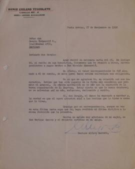 Carta de Gustavo Alfaro Barret dirigida Sergio Vodanovic