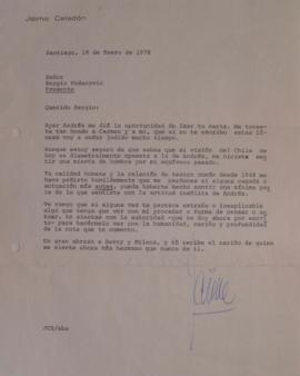 Carta de Jaime Celedón dirigida a Sergio Vodanovic