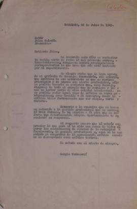 Carta de Sergio Vodanovic dirigida a Jaime Celedón