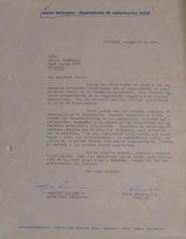 Carta de Gabriel Larrín y Mario Zañartu dirigida a Sergio Vodanovic