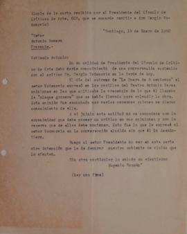 Carta de Eugenio Guzmán dirigida a Antonio Romera