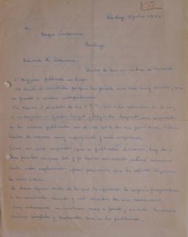Carta de Alejandrina Cox dirigida a Sergio Vodanovic