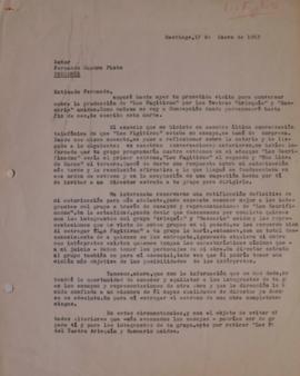 Carta de Sergio Vodanovic dirigida a Fernando Cuadra Pinto
