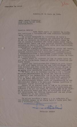 Carta de Fernando Debesa dirigida a Sergio Vodanovic