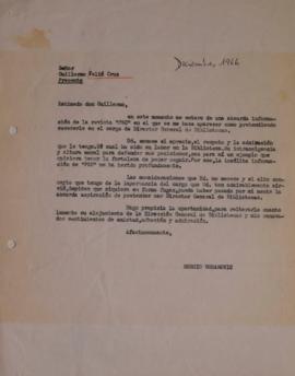 Carta de Sergio Vodanovic dirigida a Guillermo Feliú Cruz
