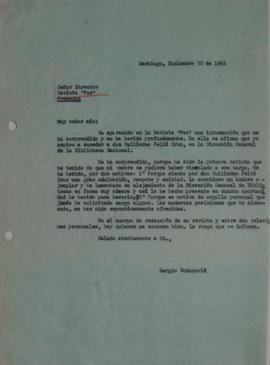 Carta de Sergio Vodanovic dirigida al director de la revista PEC