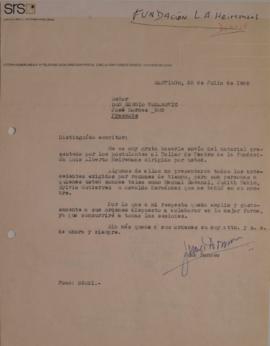 Carta de Juan Donoso dirigida a Sergio Vodanovic