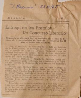 Entrega de los Premios De Concurso Literario