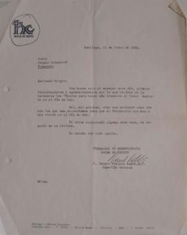 Carta de Renato Poblete dirigida a Sergio Vodanovic