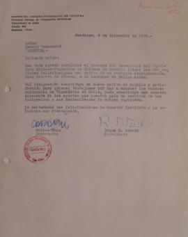 Carta de Roque E. Scarpa y Carlos Ruiz dirigida a Sergio Vodanovic