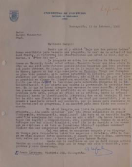 Carta de Alfredo Lefebvre dirigida a Sergio Vodanovic