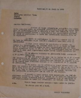 Carta de Sergio Vodanovic dirigida a Guillermo Letelier