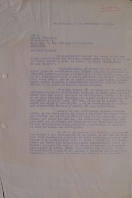 Carta De Lionel Lisboa dirigida a Sergio Vodanovic