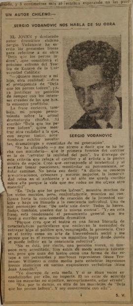 Un autor chileno- Sergio Vodanovic nos habla de su obra.