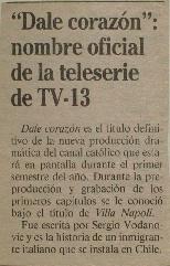 "Dale corazón": nombre oficial de la teleserie de TV-13