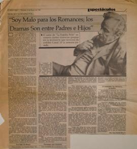 Sergio Vodanovic: "Soy Malo para los Romances; los Dramas Son entre Padres e Hijos"