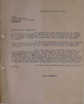 Carta de Sergio Vodanovic dirigida a Héctor Hodgkinson
