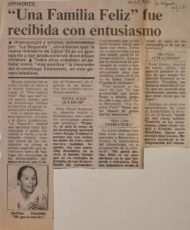"Una familia feliz" fue recibida con entusiasmo