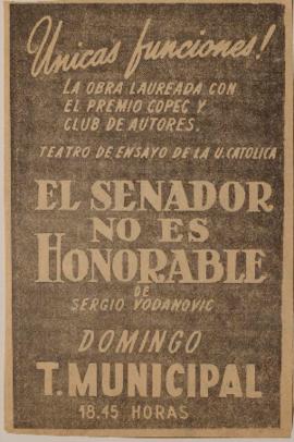 Anuncio publicitario El senador no es honorable