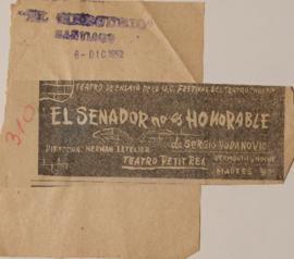 Anuncio publicitario El senador no es honorable