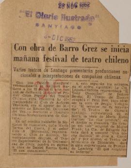 Con obra de Barro Grez se inicia mañana festival de teatro chileno