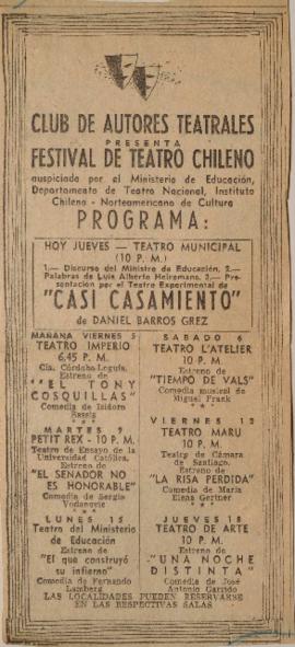 Programa del Festival de Teatro Chileno