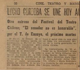 Otro estreno del Festival del Teatro Chileno: "El senador no es honorable", por el T. d...