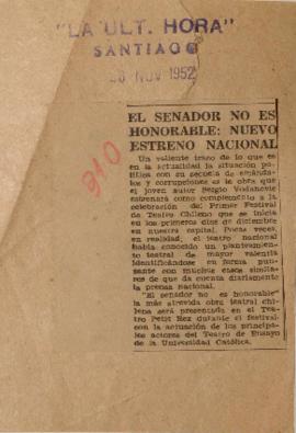 El senador no es honorable: nuevo estreno nacional