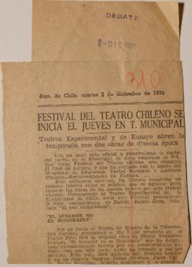 Festival del teatro chileno se inicia el jueves en T. Municipal