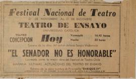 Anuncio publicitario estreno El senador no es honorable