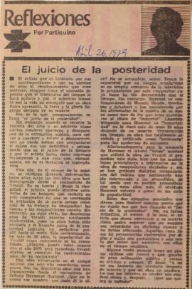 Reflexiones. El juicio de la posteridad