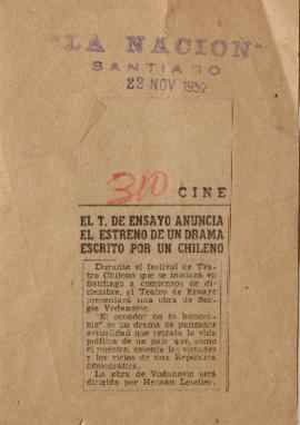 El T. de Ensayo anuncia el estreno de un drama escrito por un chileno
