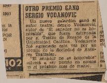 Otro premio ganó Sergio Vodanovic