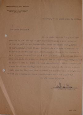 Carta de Pablo de Moras dirigida a Sergio Vodanovic