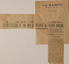 Lucho Córdoba se une hoy al Festival de Teatro Chileno