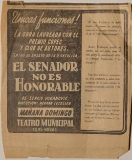Anuncio publicitario de El senador no es honorable