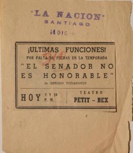 Anuncio publicitario de El senador no es honorable