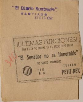 Anuncio publicitario de El senador no es honorable