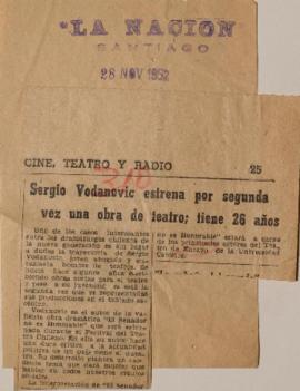 Sergio Vodanovic estrena por segunda vez una obra de teatro; tiene 26 años