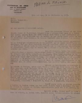Carta de Marina de Navasal dirigida a Sergio Vodanovic