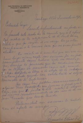 Carta de Reinaldo Olivos dirigida a Sergio Vodanovic