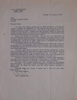 Carta de Luis A. Orlandini dirigida a Sergio Vodanovic