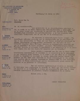 Carta de Sergio Vodanovic dirigida a Alejo Roa