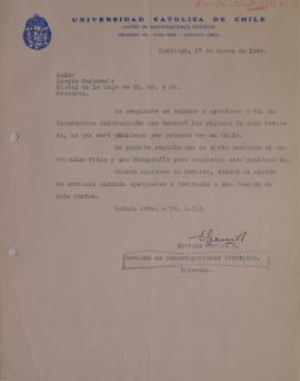 Carta de Enrique Gerias dirigida a Sergio Vodanovic
